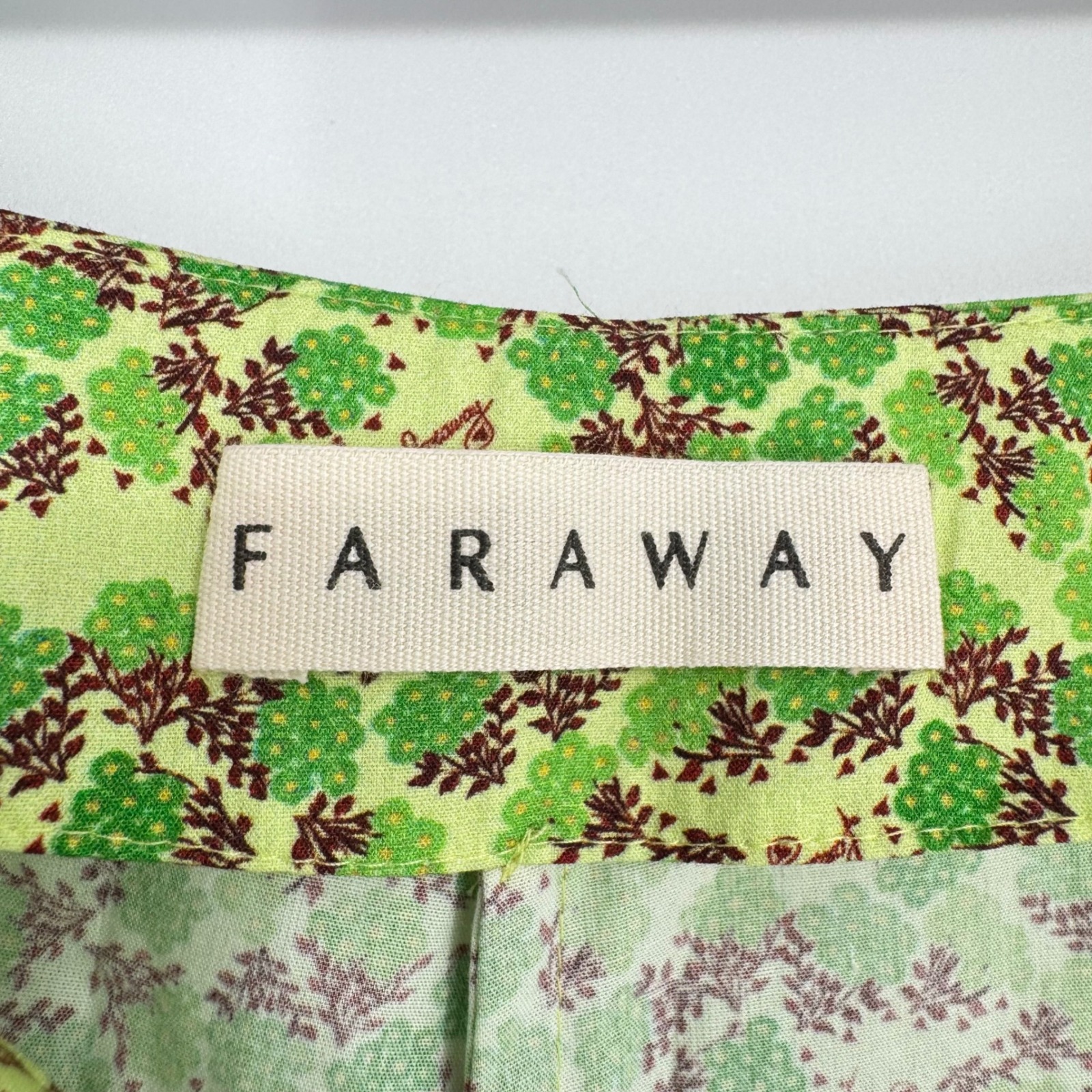 Faraway Spirited Clothing Rayyan Pants Green Floral Sz 42 Us 10 Org Cotton Nwt — image 6 of 8